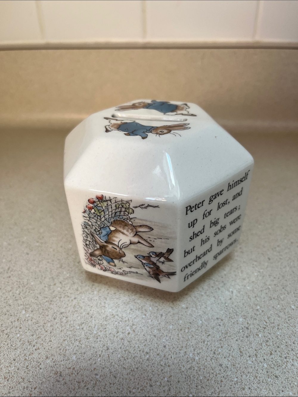 Wedgwood White Brown Blue Peter Rabbit Hexagonal Trinket Box
